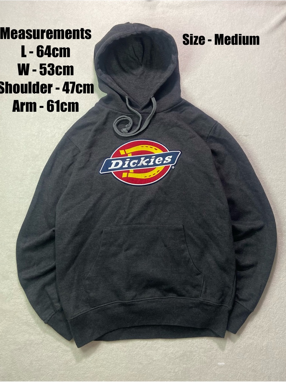 Dickies Charcoal Hoodie with Red, Yellow & Blue Logo